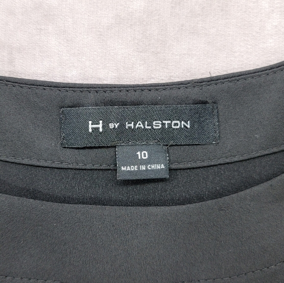 H by Halston Satin Color Block Asymmetrical Hem Tunic Dress - Picture 5 of 9